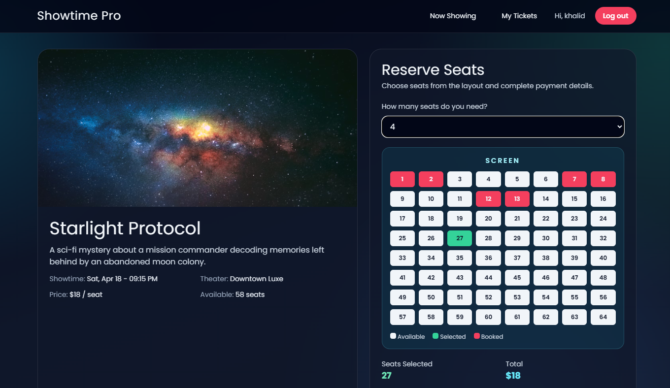 Showtime Pro Project Screenshot